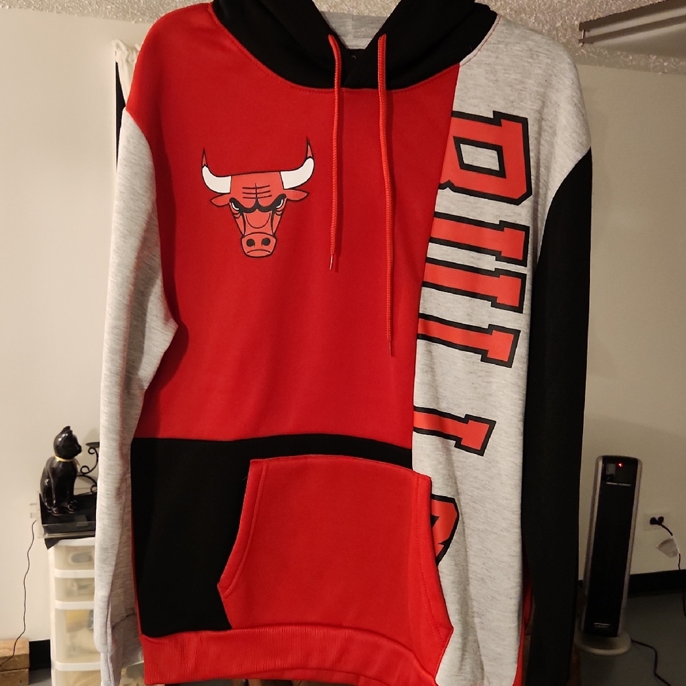 NBA Bulls Red and Black Hoodie